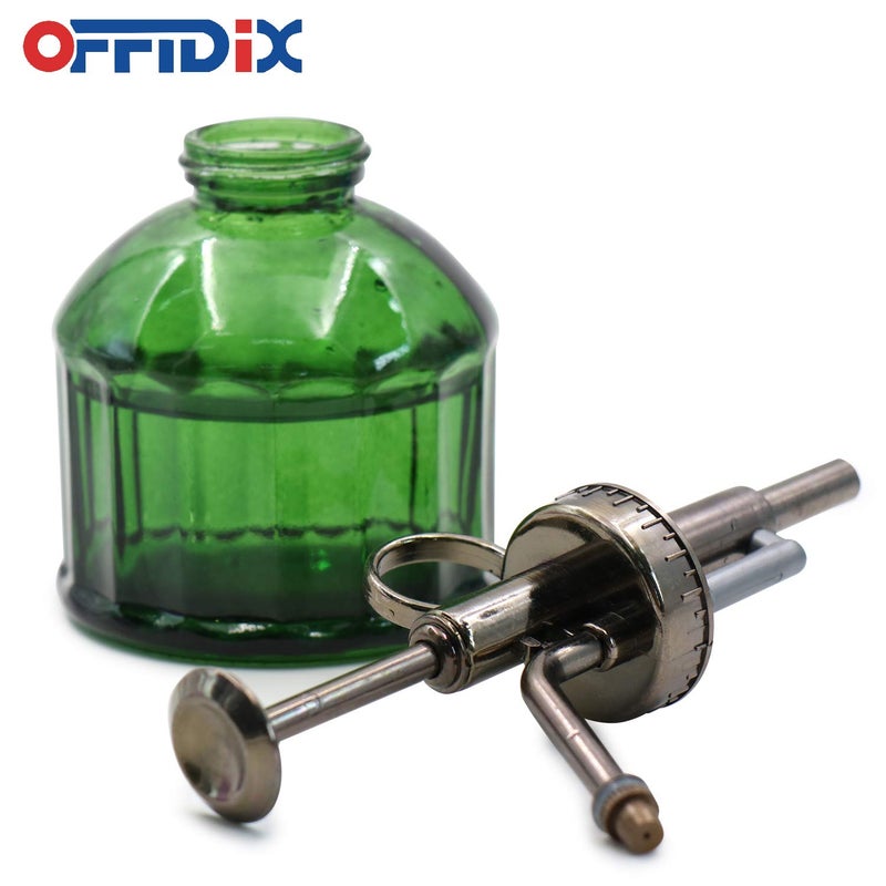 OFFIDIX Glass Plant Mister, 6.3 Inches Tall Vintage Style Spritzer Bronze Plastic Top Pump One Hand Watering Can Indoor Plant Spray Bottle for Garden, Plants, Cleaning (Dark Green) - Image 5